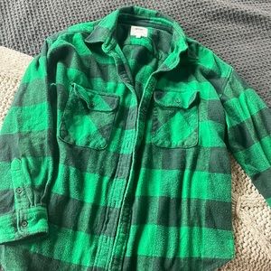Aerie green/black boyfriend fit flannel